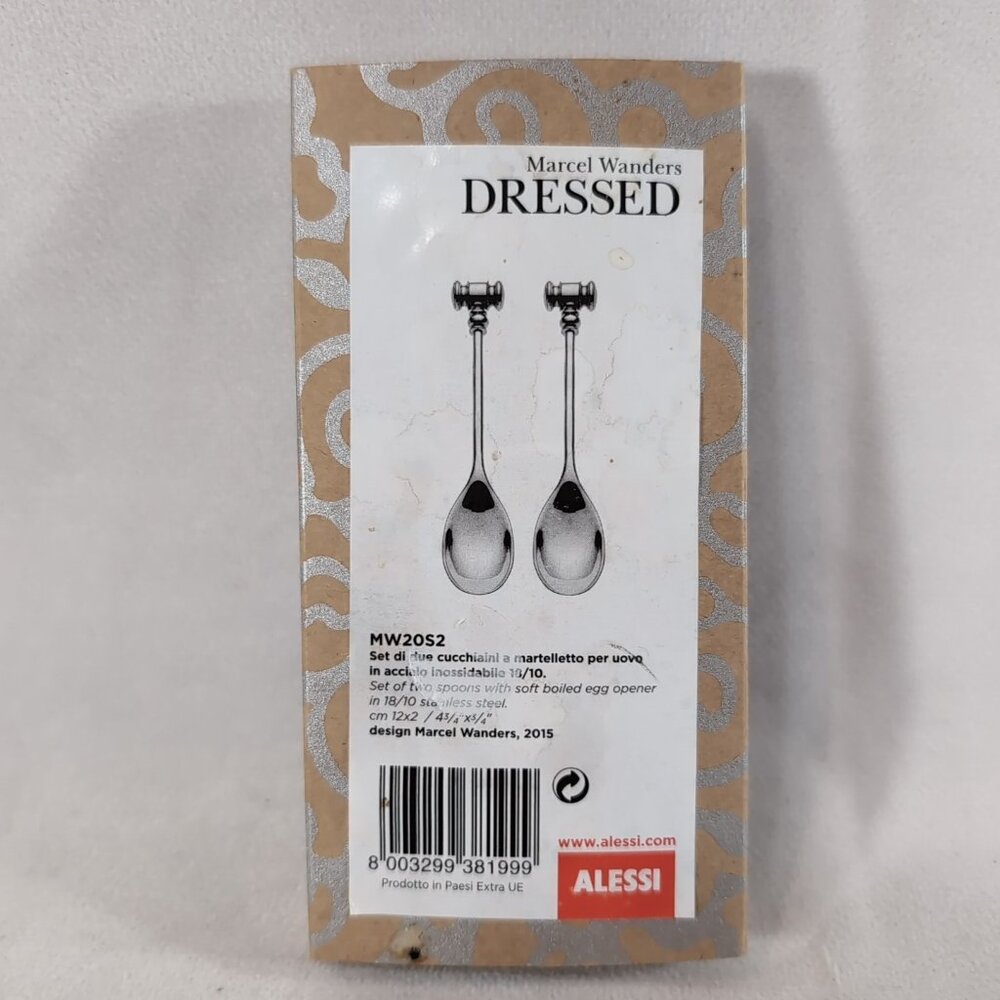 Alessi Marcel Wanders 2 Set Silver Soft Boiled Egg Opener Spoons 2015 MW20S2